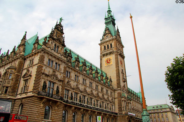 Roofline & tower of Hamburg City Hall. Hamburg, Germany.