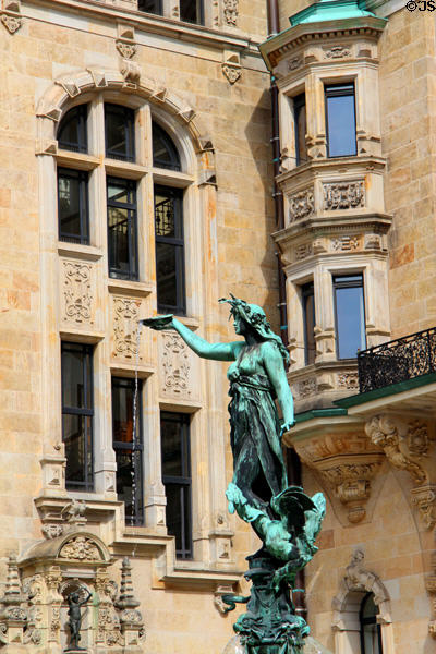 Figure of Hygieia, Greek Goddess of Health & Hygiene in courtyard at Hamburg City Hall. Hamburg, Germany.