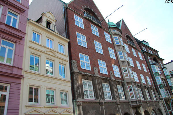Dammtorstraße streetscape of heritage buildings. Hamburg, Germany.