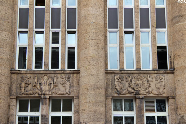 Carvings on government building at Steinstraße 10. Hamburg, Germany.