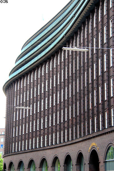 Curved facade of Chilehaus. Hamburg, Germany.