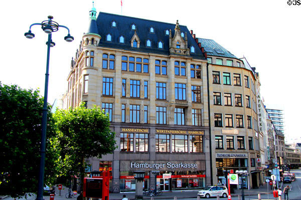 Börsen Hamburg und Hannover stock exchange beside City Hall. Hamburg, Germany.