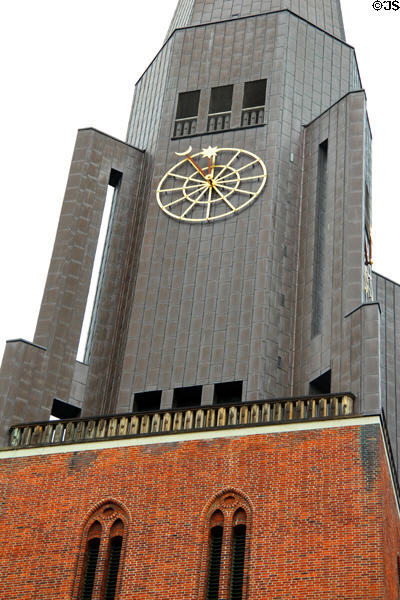 Details of modern tower atop reconstructed St Jacobi Church. Hamburg, Germany.