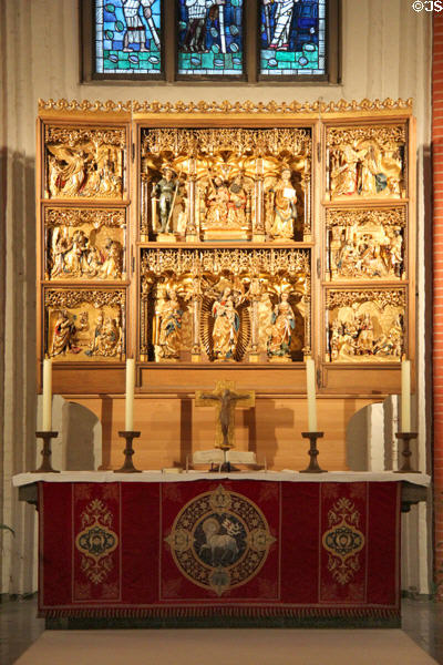 Medieval altar in St. Jacobi Church. Hamburg, Germany.