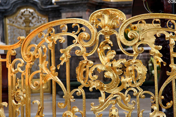 Gilded ornate grill at St. Michael's Church. Hamburg, Germany.