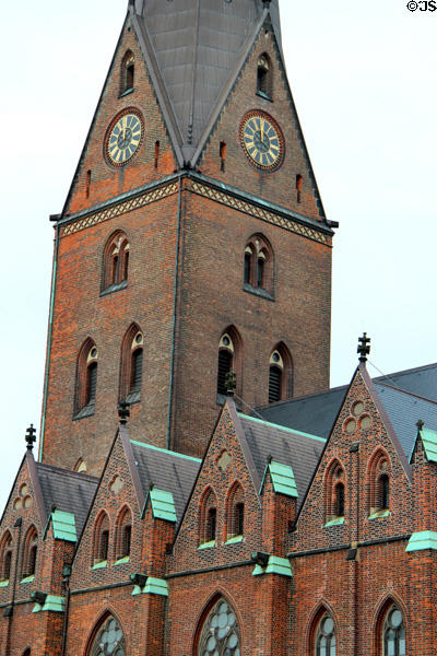 Roofline & tower of St Peter's Church. Hamburg, Germany.