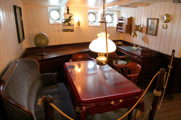 Room in officers' quarters on board Rickmer Rickmers museum sailing ship. Hamburg, Germany.