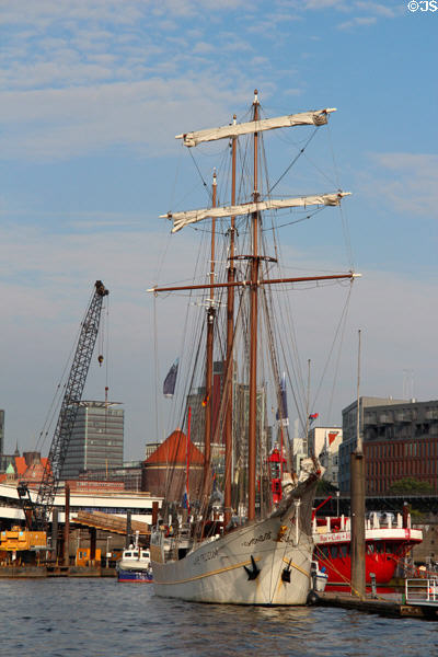 Windjammer Mare Frisium, three masted schooner, used for events and multi-day passenger excursions. Hamburg, Germany.