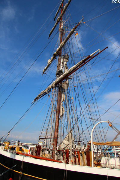 Morgenster, a 48m, two masted tall ship (1919), used as a sail training ship based in the Netherlands. Hamburg, Germany.