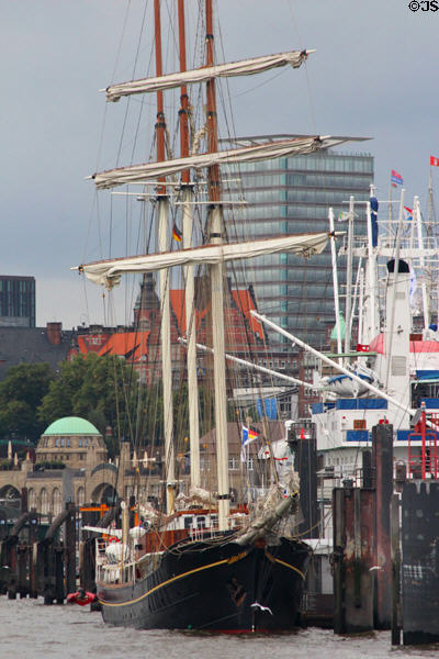 Morgenster, a 48m, two masted tall ship (1919) on Elbe River. Hamburg, Germany.