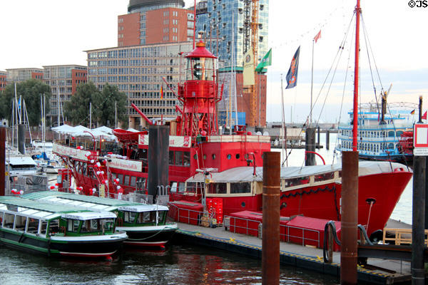 Converted Lightship LV 13 moored on Elbe River. Hamburg, Germany.