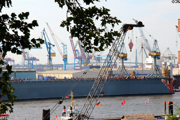 Dockyards on Elbe River. Hamburg, Germany.