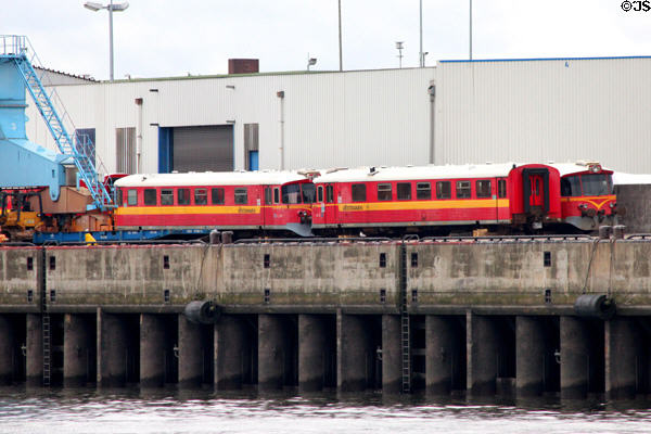 Vestbanen public transit vehicles ready for shipment. Hamburg, Germany.