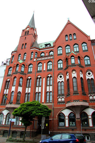 Swedish Gustav Adolf Church (1907) in Hanseatic brick style. Hamburg, Germany. Architect: Th. Yderstad.