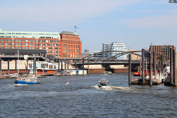 Bridges across Niederhafen near Hamburg New City. Hamburg, Germany.