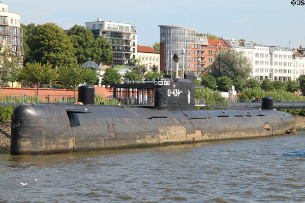 Russian submarine U-434 (1976) now a museum in Hamburg harbor near St Pauli Fish Market. Hamburg, Germany.
