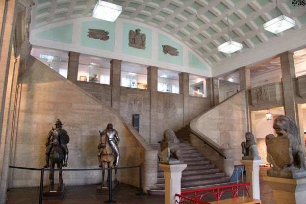 Main lobby with armor of knights at Hamburg History Museum. Hamburg, Germany.