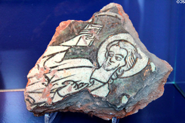 Glazed terracotta fragment of the tomb of Pope Benedict V (last quarter 13thC) at Hamburg History Museum. Hamburg, Germany.