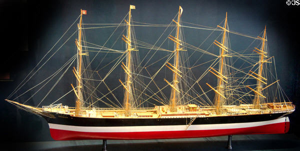 Five-mast full-rigged model of vessel Preussen, built in 1902 at Bremerhaven at Hamburg History Museum. Hamburg, Germany.