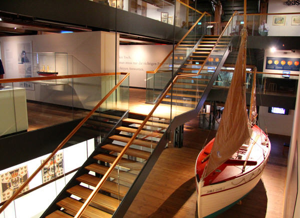 Open staircase to upper levels at International Maritime Museum. Hamburg, Germany.