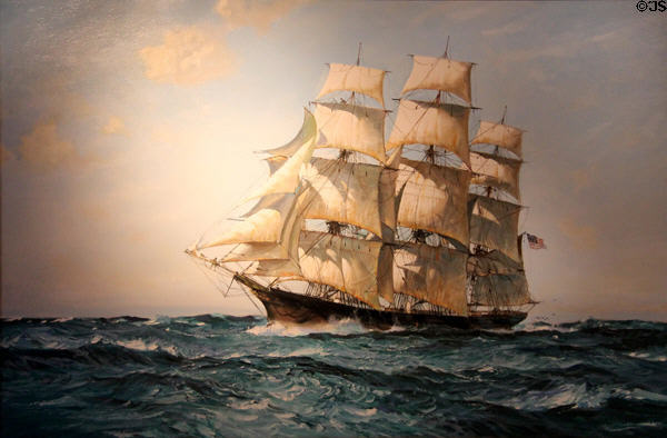 American Clipper "Archer" painting by Leslie Arthur Wilcox at International Maritime Museum. Hamburg, Germany.