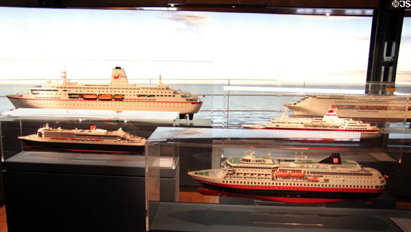 Models of contemporary passenger ships at International Maritime Museum. Hamburg, Germany.