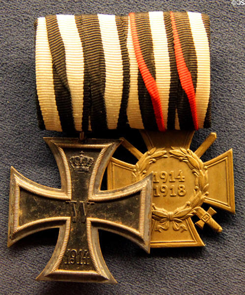 Prussian medal buckle with Iron Cross, 2nd class and War Merit Cross at International Maritime Museum. Hamburg, Germany.