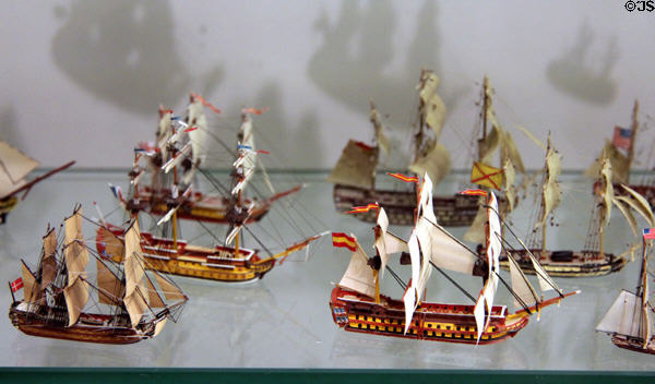 Sailing ship models at International Maritime Museum. Hamburg, Germany.