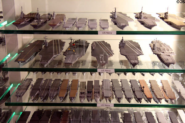 Models of US aircraft carriers at International Maritime Museum. Hamburg, Germany.