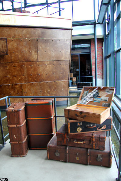 Model of luggage to be taken on board at Emigration Museum BallinStadt. Hamburg, Germany.