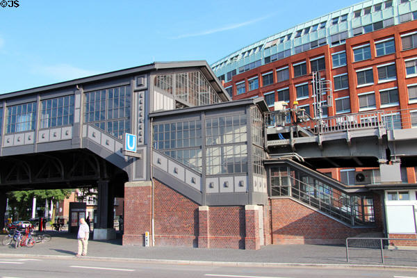 Elevated U-Bahn station. Hamburg, Germany.