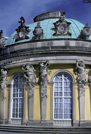 Curved end of Schloss Sanssouci meaning without cares. Potsdam, Germany.