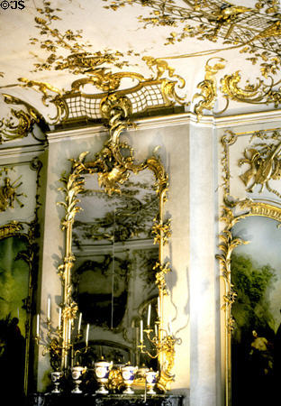 Roccoco gold decorations & mirrors in Sanssouci Palace. Potsdam, Germany.