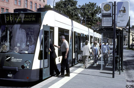 Streetcar in Luisenplatz. Potsdam, Germany.