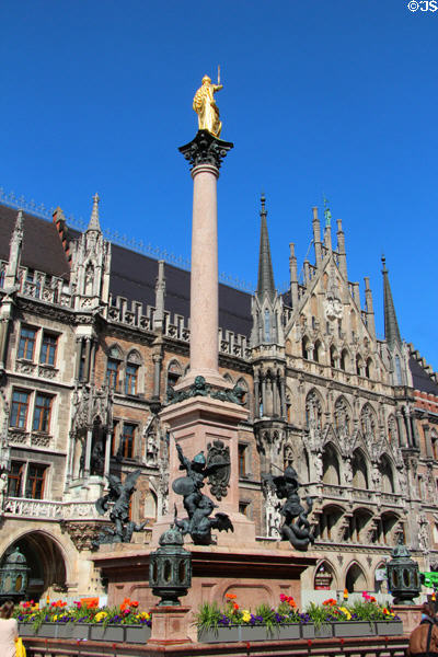 Marien column (1638) at Neues Rathaus. Munich, Germany.