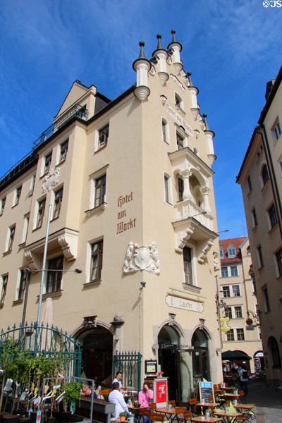 Heritage hotel on Viktualienmarkt. Munich, Germany.