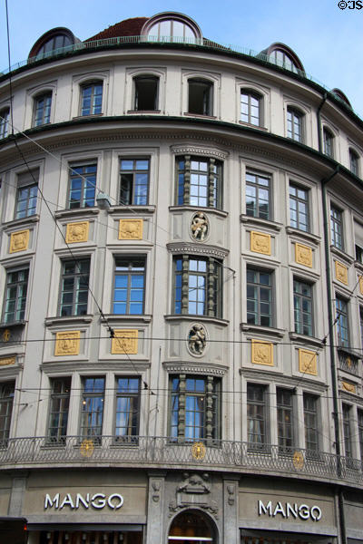 Corner building opposites Marienhof. Munich, Germany.