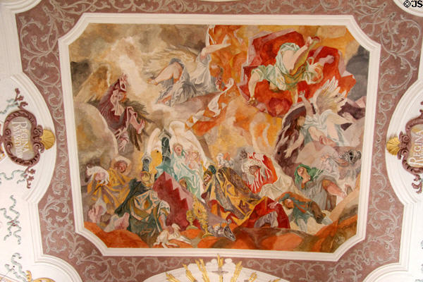 Modern Baroque ceiling painting (1971) by H. Kaspar in Bürgersaal kirche. Munich, Germany.