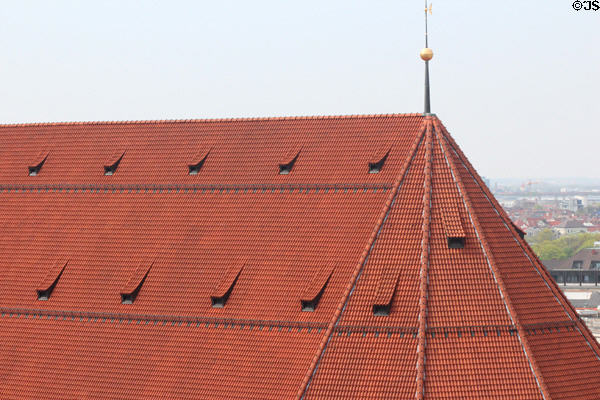Roof details of Frauenkirche. Munich, Germany.