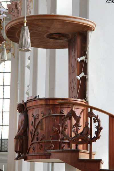 Modern pulpit at Heilig-Geist-Kirche. Munich, Germany.