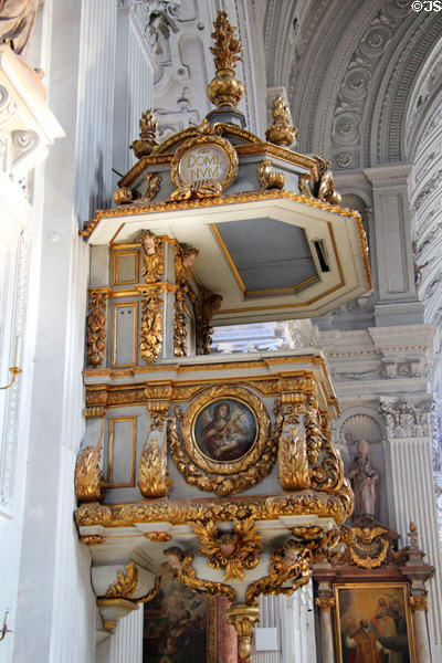 Pulpit of St Michael Kirche. Munich, Germany.