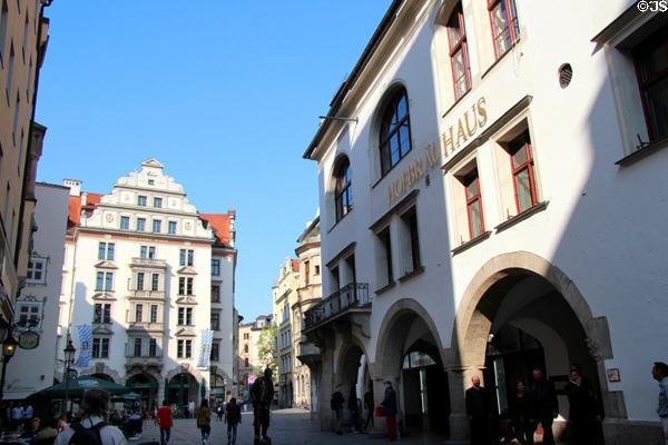 Platzl square around Hofbrauhaus. Munich, Germany.
