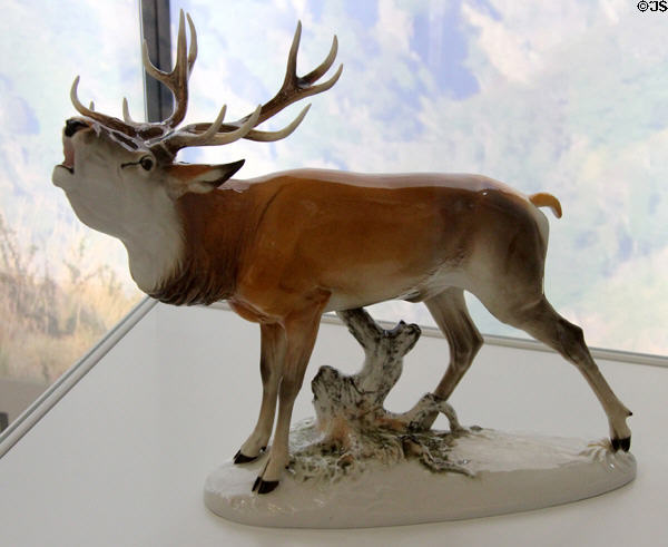 Roaring elk figurine (1936) by Theodor Kärner for Allach Porzellan at German Hunting & Fishing Museum. Munich, Germany.