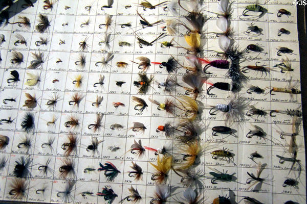 Collection of tied lures for fly fishing (c1920) at German Hunting & Fishing Museum. Munich, Germany.