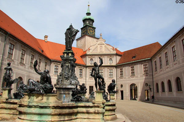Wittelsbach Fountain featuring Duke Otto I (1610) by Hubert Gerhard & Hans Krumpper in Brunnenhof Courtyard at Munich Residenz. Munich, Germany.