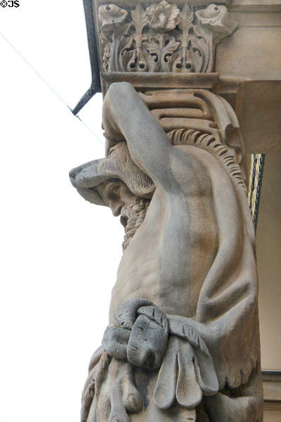 Sculpted figure on Five Continents Museum. Munich, Germany.