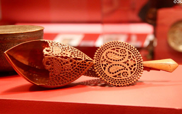 Carved pear wood or boxwood sorbet ladle (18thC-early 19thC) from Abadeh, Iran at Five Continents Museum. Munich, Germany.