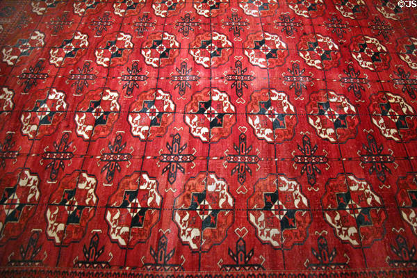 Turkmenistan Oriental carpet from floor of yurt at Five Continents Museum. Munich, Germany.