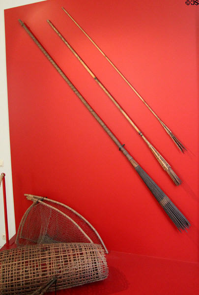 Fish spears from Papua New Guinea at Five Continents Museum. Munich, Germany.
