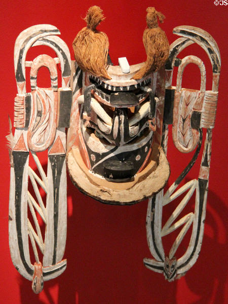 Carved mask from New Ireland Polynesia at Five Continents Museum. Munich, Germany.